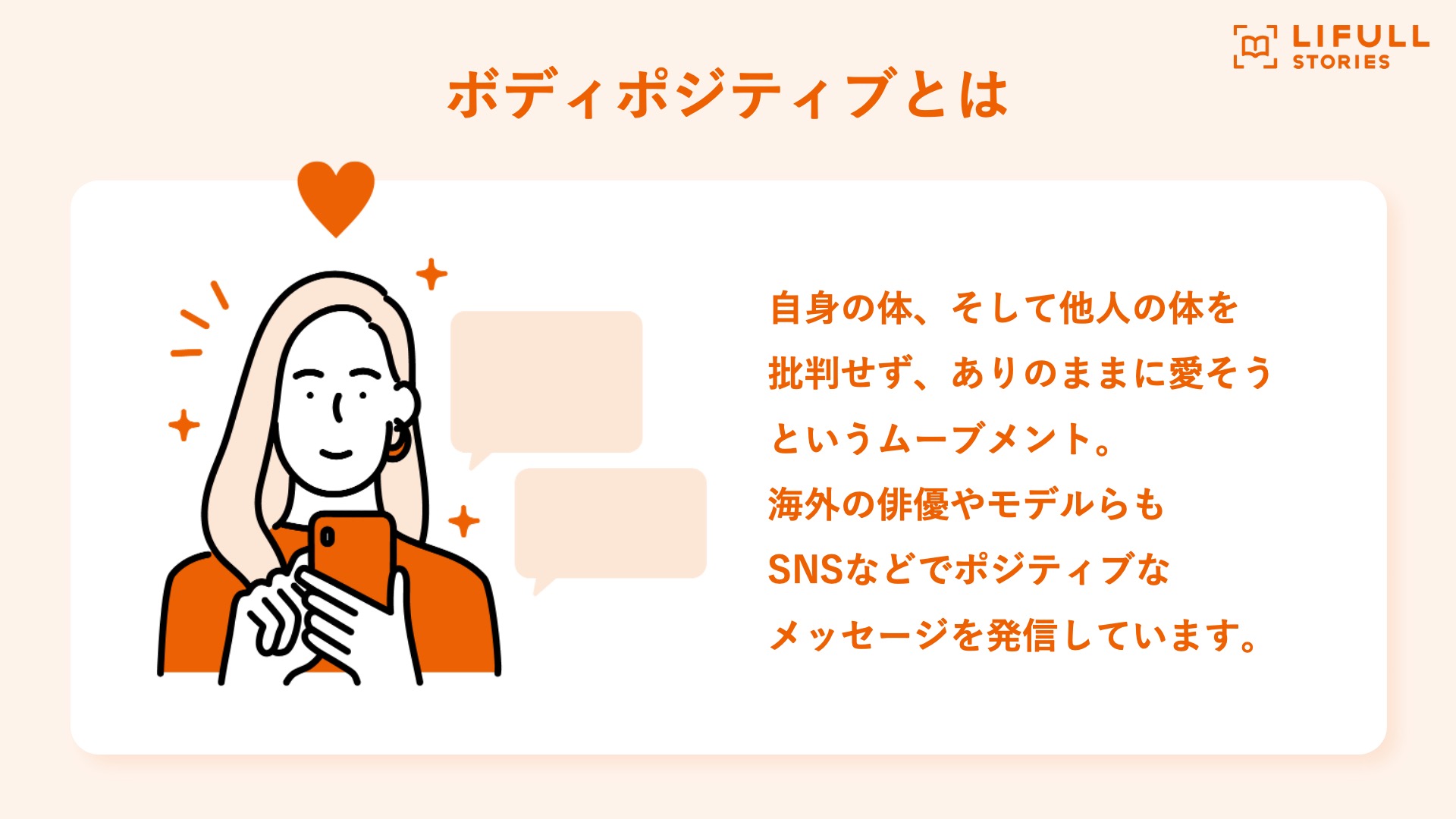 ボディポジティブとは自身や他人の体を批判せず、ありのままに愛そうというムーブメントのこと